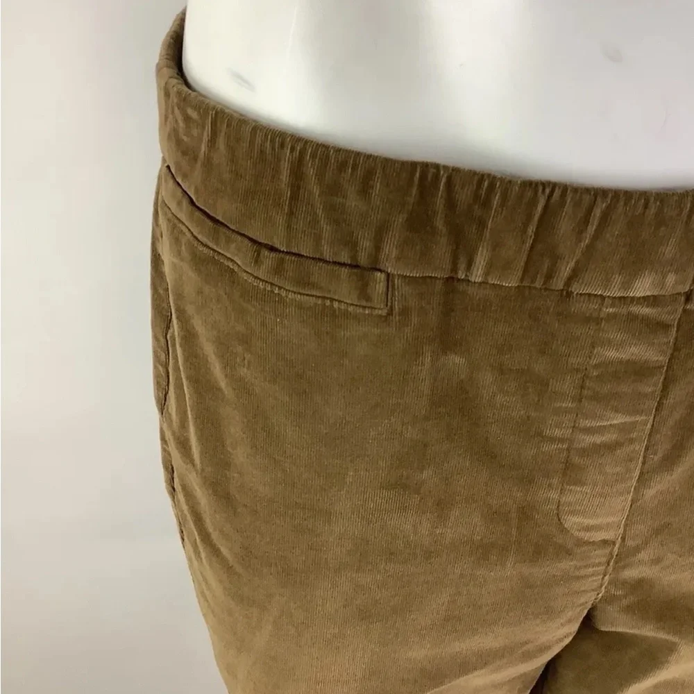 J Jill Sz 10 Pull On Straight Leg Corduroy Pants Tan Cotton Spandex Casual